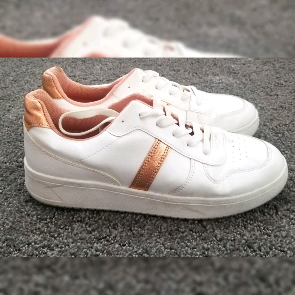 H&M white & rose gold sneakers